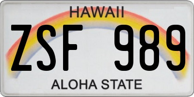 HI license plate ZSF989