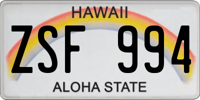HI license plate ZSF994