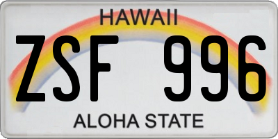 HI license plate ZSF996