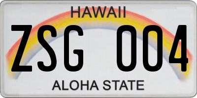 HI license plate ZSG004