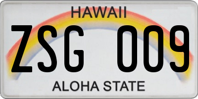 HI license plate ZSG009