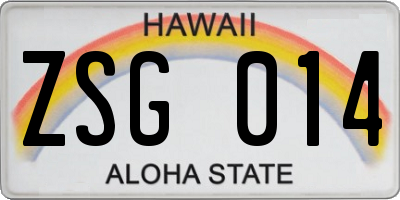 HI license plate ZSG014