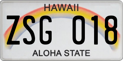 HI license plate ZSG018