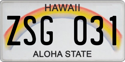 HI license plate ZSG031