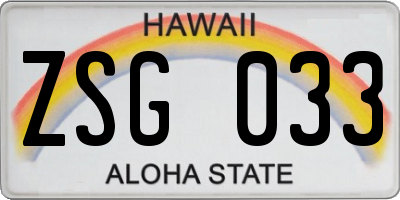 HI license plate ZSG033