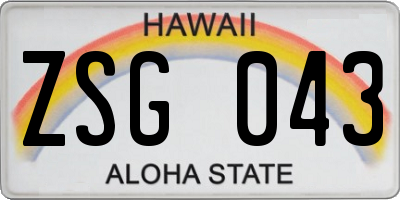 HI license plate ZSG043