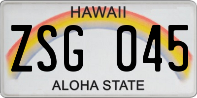 HI license plate ZSG045