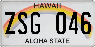 HI license plate ZSG046