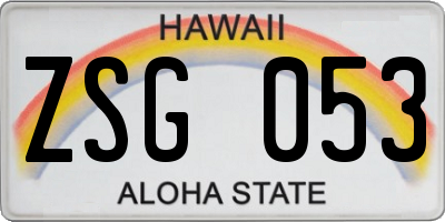 HI license plate ZSG053