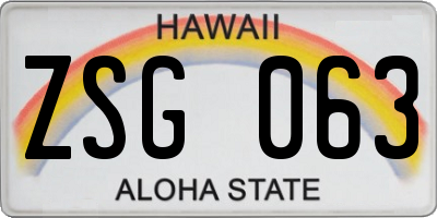 HI license plate ZSG063