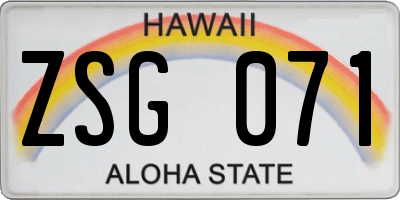 HI license plate ZSG071