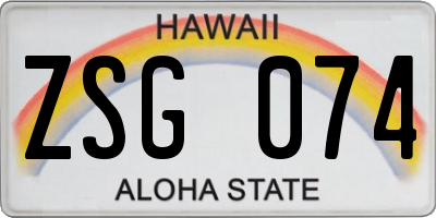 HI license plate ZSG074