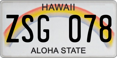 HI license plate ZSG078
