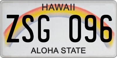 HI license plate ZSG096