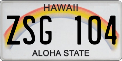 HI license plate ZSG104
