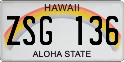 HI license plate ZSG136