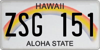 HI license plate ZSG151
