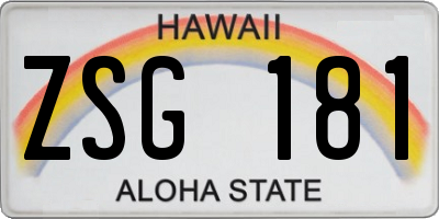 HI license plate ZSG181