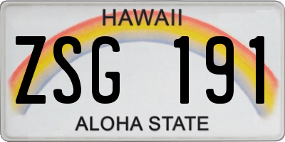 HI license plate ZSG191