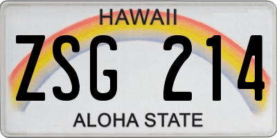 HI license plate ZSG214