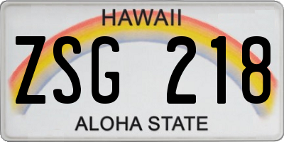 HI license plate ZSG218