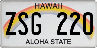 HI license plate ZSG220