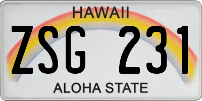 HI license plate ZSG231