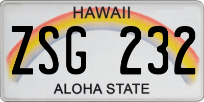 HI license plate ZSG232