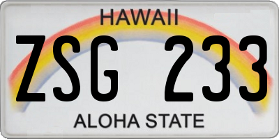 HI license plate ZSG233