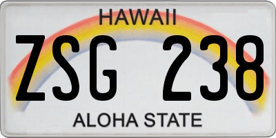 HI license plate ZSG238