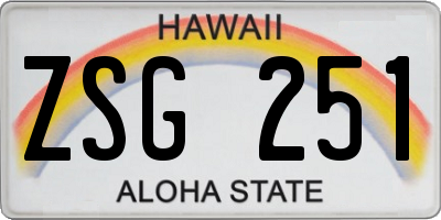 HI license plate ZSG251