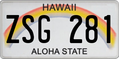 HI license plate ZSG281