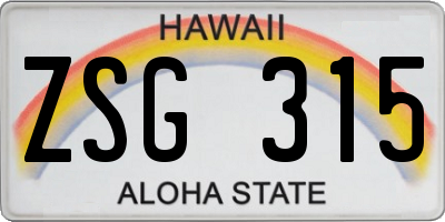 HI license plate ZSG315
