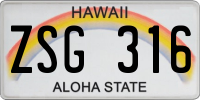 HI license plate ZSG316