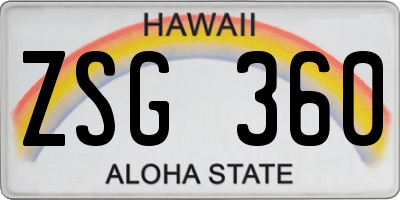 HI license plate ZSG360
