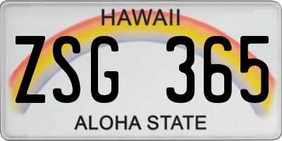 HI license plate ZSG365