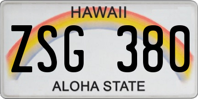 HI license plate ZSG380