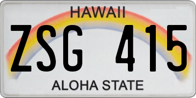 HI license plate ZSG415