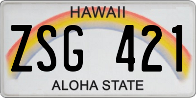 HI license plate ZSG421