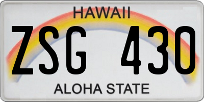 HI license plate ZSG430