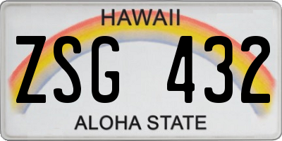 HI license plate ZSG432