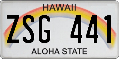 HI license plate ZSG441