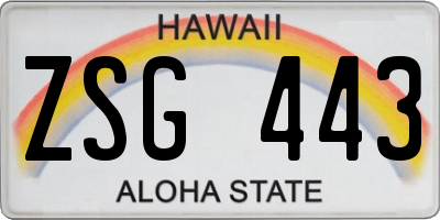 HI license plate ZSG443