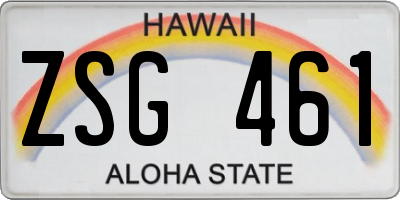 HI license plate ZSG461