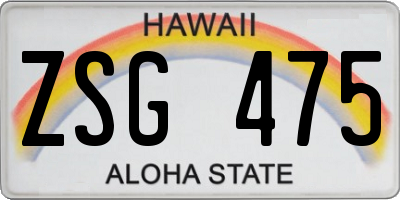HI license plate ZSG475