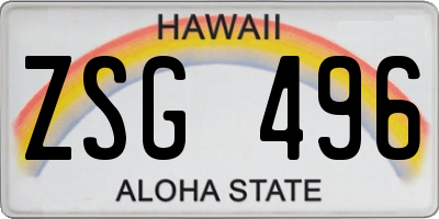 HI license plate ZSG496