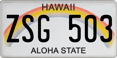 HI license plate ZSG503