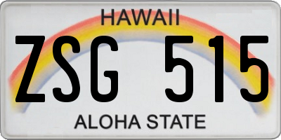 HI license plate ZSG515