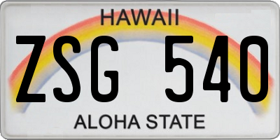 HI license plate ZSG540