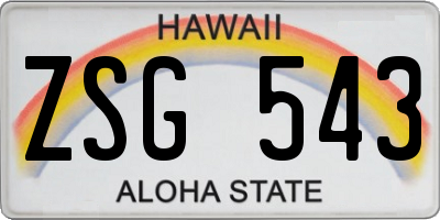 HI license plate ZSG543